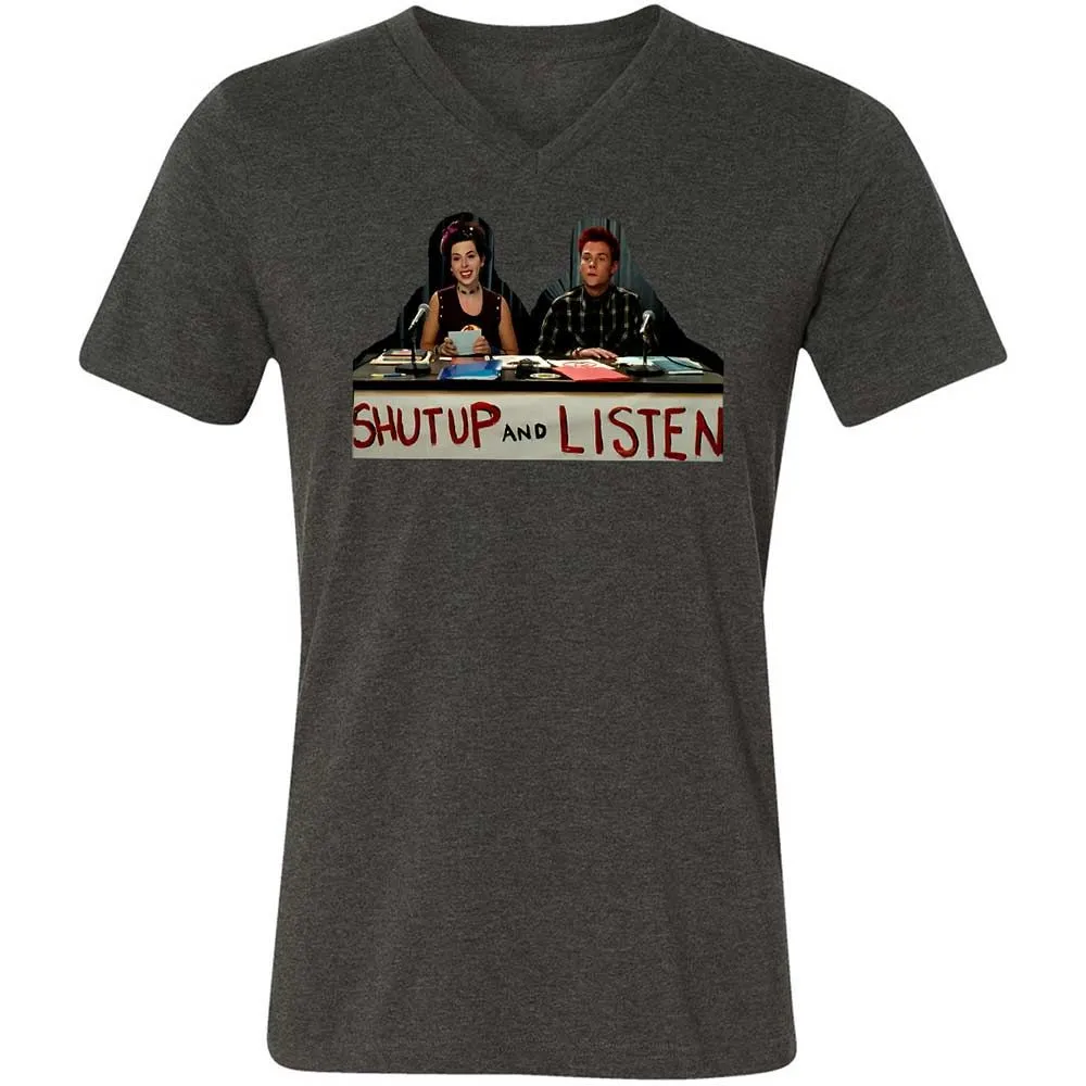 Unisex V-Neck T-Shirt - E4R5B8YE - Dark Grey Heather - 8