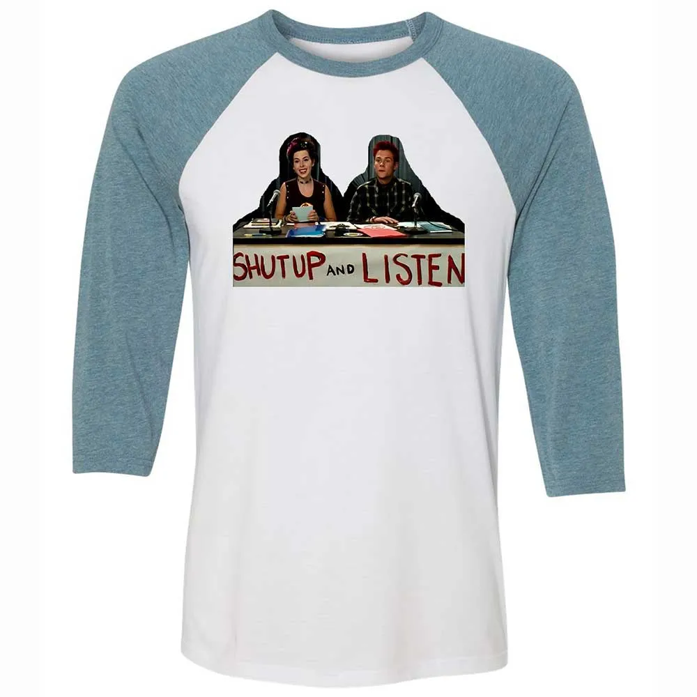 Unisex 3/4 Baseball Tee - QSFB98ZM - White/Denim - 3