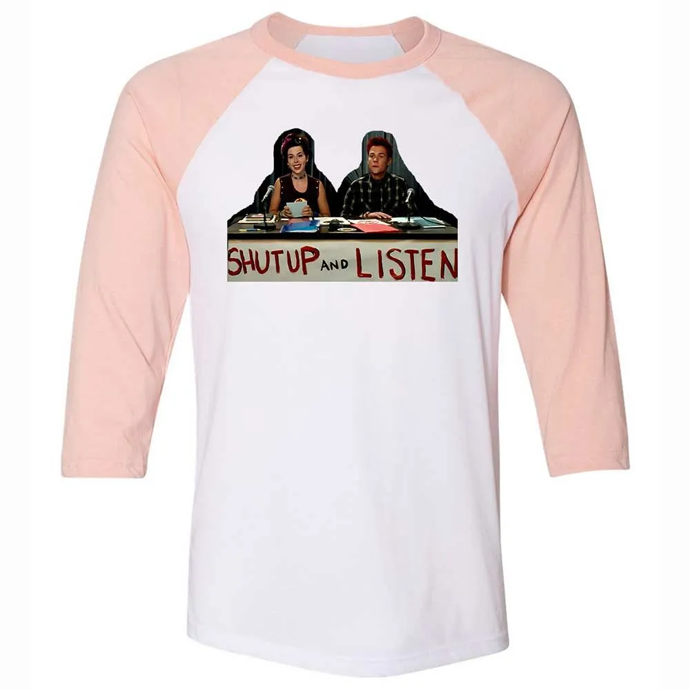 Unisex 3/4 Baseball Tee - QSFB98ZM - White/Heather Peach - 5