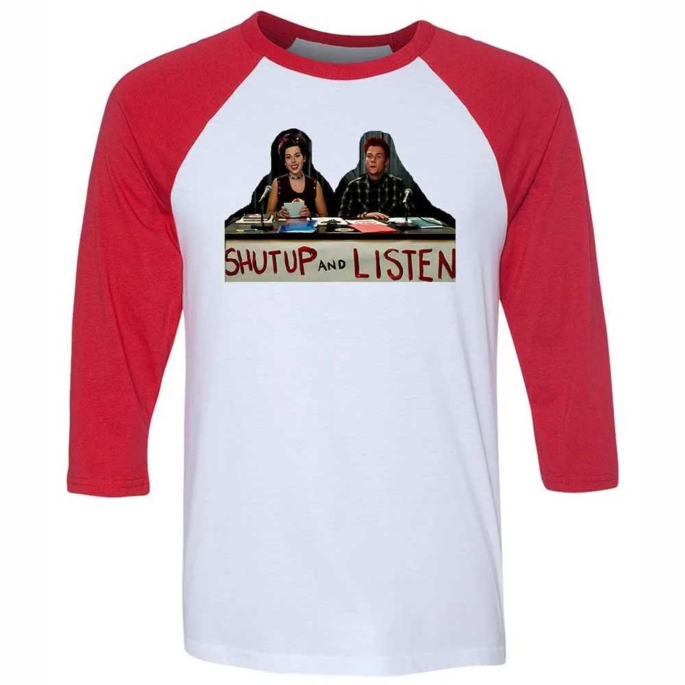 Unisex 3/4 Baseball Tee - QSFB98ZM - White/Red - 9