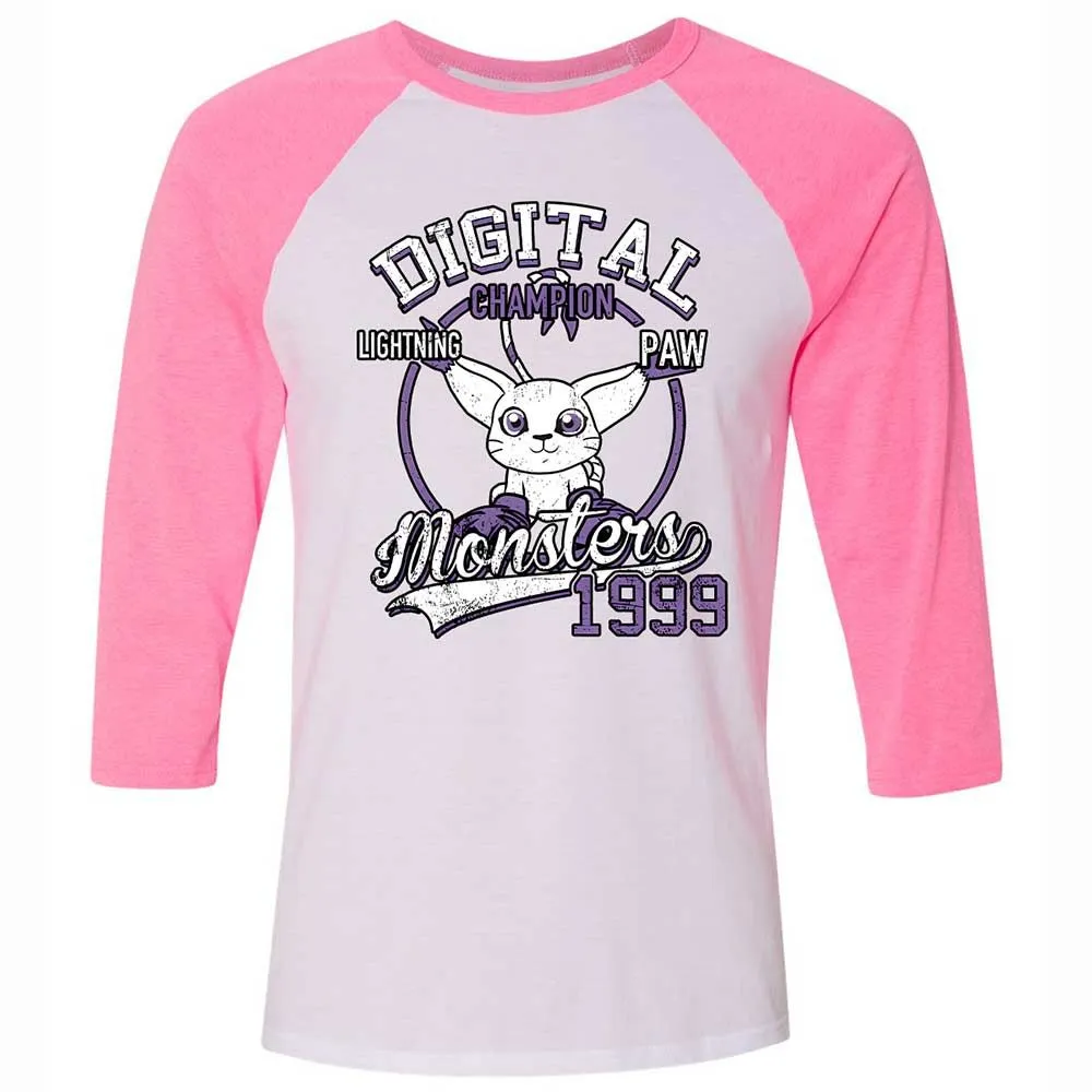 Unisex 3/4 Baseball Tee - SK8SPK4L - White/Neon Pink - 12