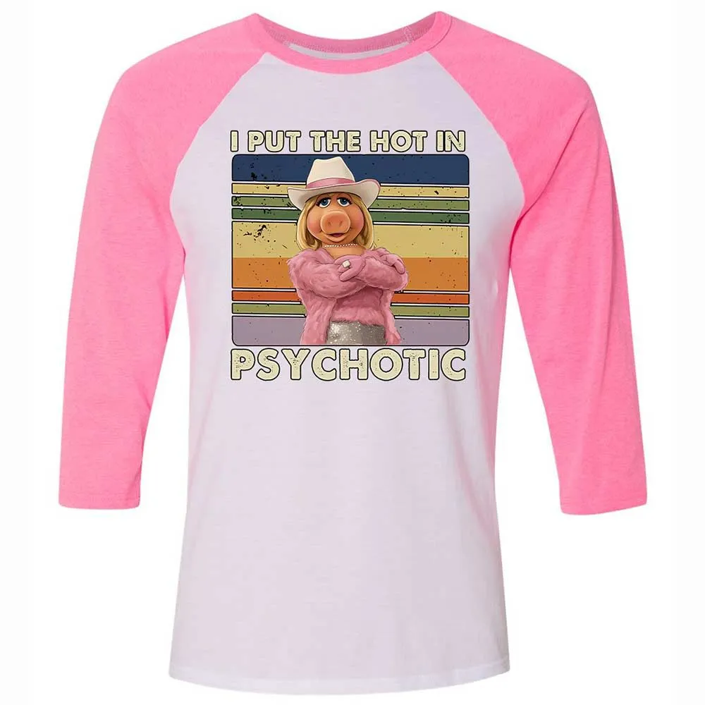 Unisex 3/4 Baseball Tee - RGCESP83 - White/Neon Pink - 12