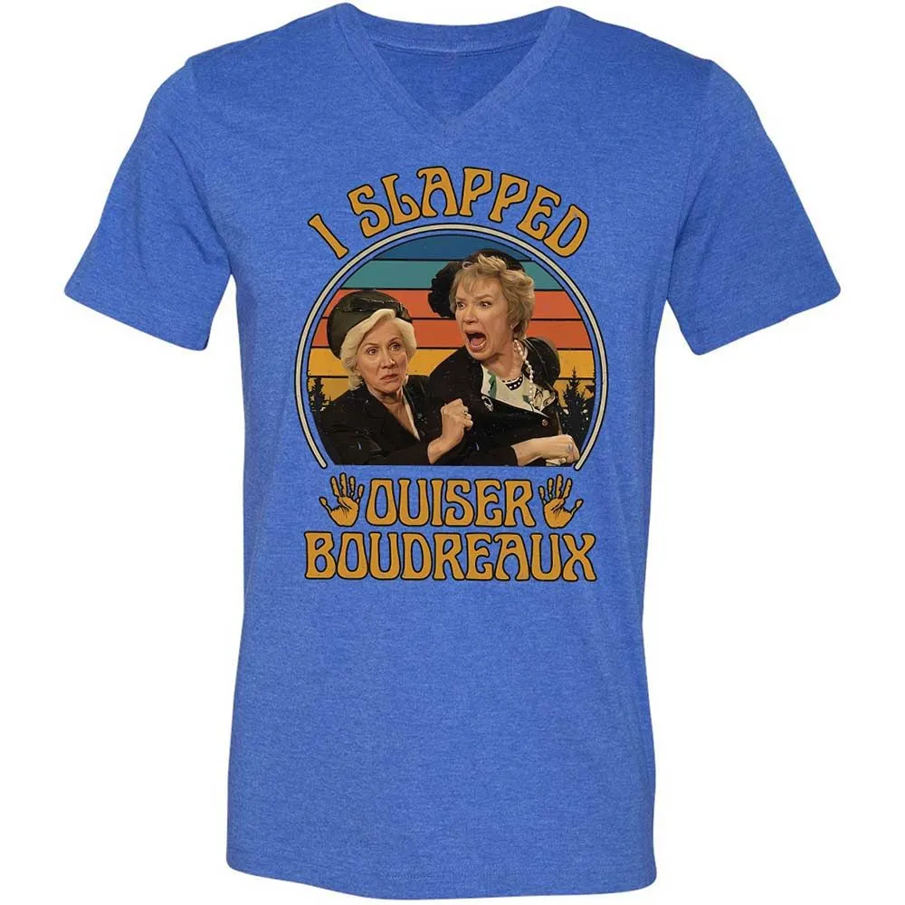 Unisex V-Neck T-Shirt - QFBQK1QP - Heather True Royal - 5