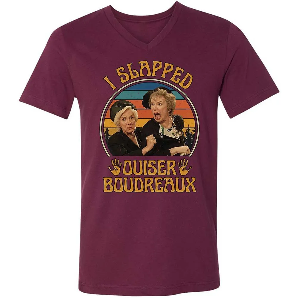 Unisex V-Neck T-Shirt - QFBQK1QP - Maroon - 8