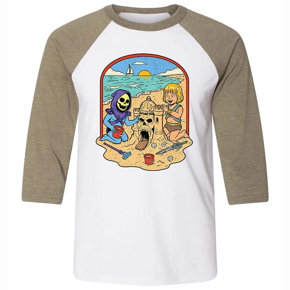 Unisex 3/4 Baseball Tee - TLT4E69S - White/Heather Olive - 4
