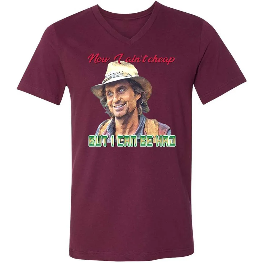 Unisex V-Neck T-Shirt - K7XR39X2 - Maroon - 14