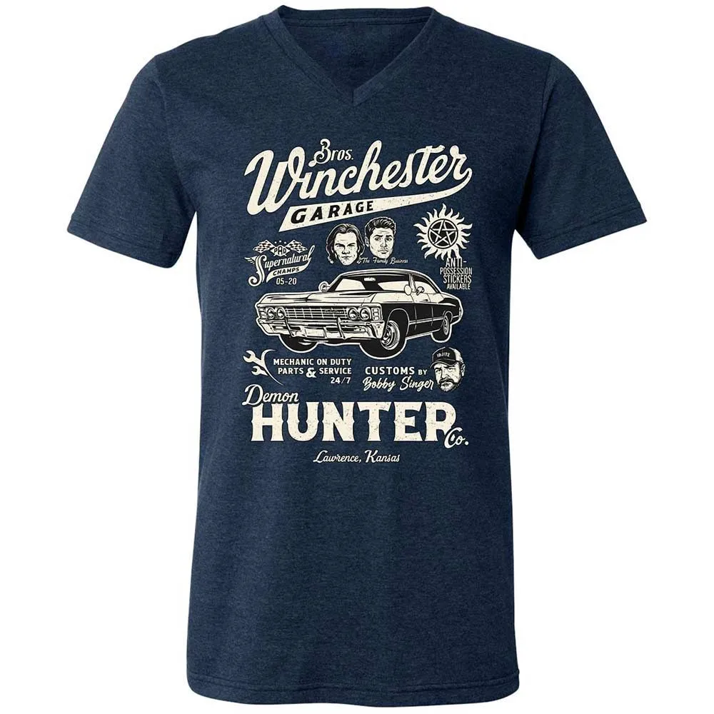 Unisex V-Neck T-Shirt - JQEEAHY8 - Heather Navy - 3