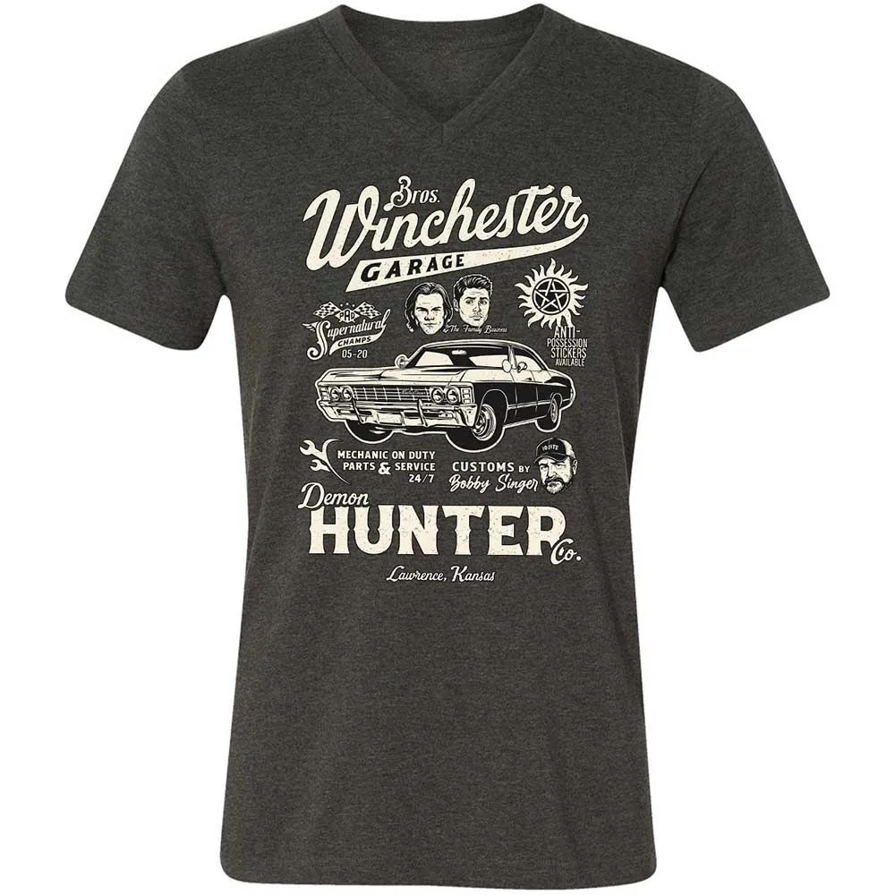 Unisex V-Neck T-Shirt - JQEEAHY8 - Dark Grey Heather - 9
