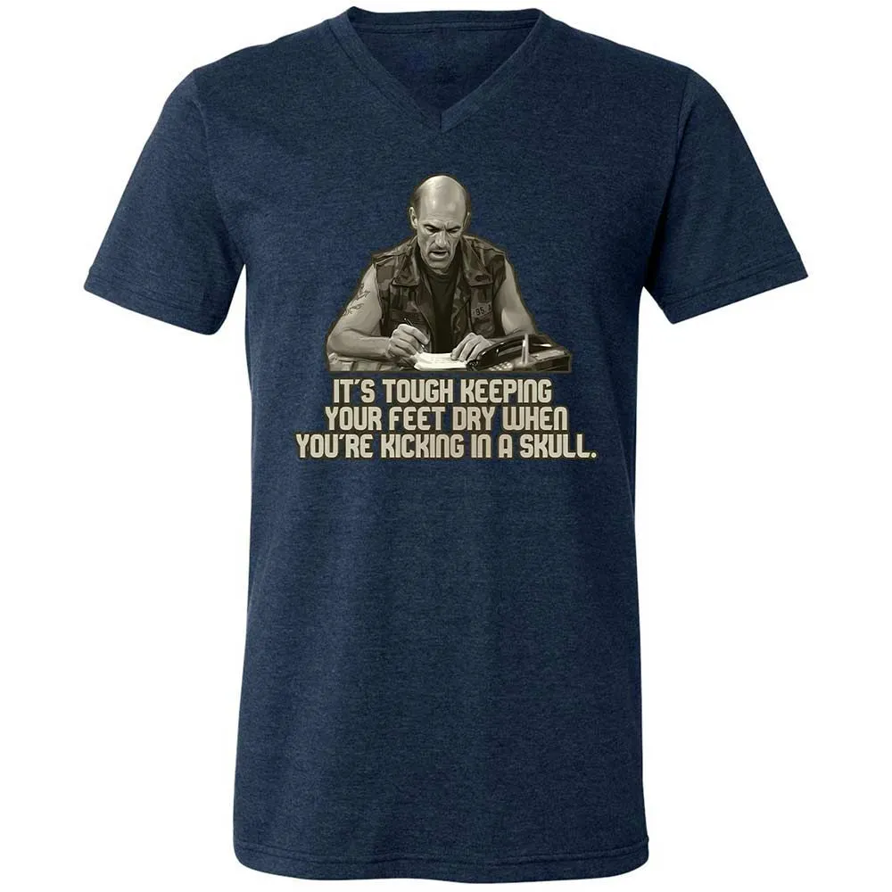 Unisex V-Neck T-Shirt - 5HPLX7QQ - Heather Navy - 13