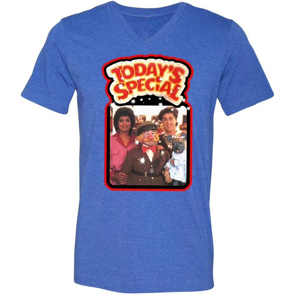 Unisex V-Neck T-Shirt - 3SAXVY7Q - Heather True Royal - 4