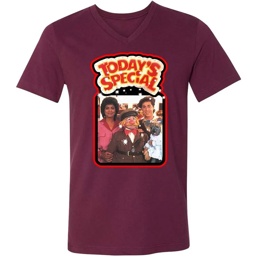 Unisex V-Neck T-Shirt - 3SAXVY7Q - Maroon - 14