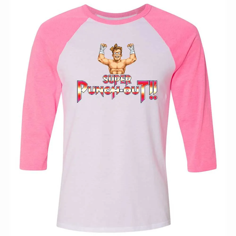 Unisex 3/4 Baseball Tee - E7XP74VU - White/Neon Pink - 12