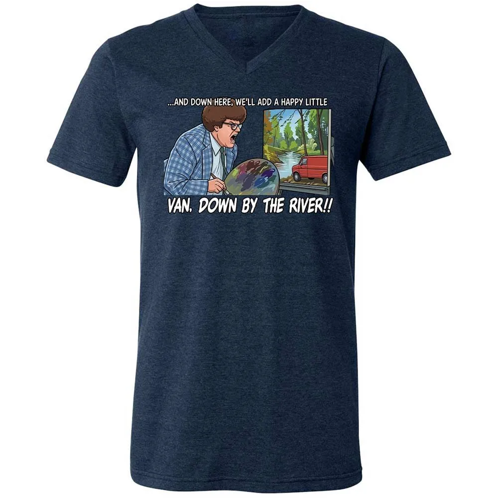 Unisex V-Neck T-Shirt - H3XCQJWC - Heather Navy - 3