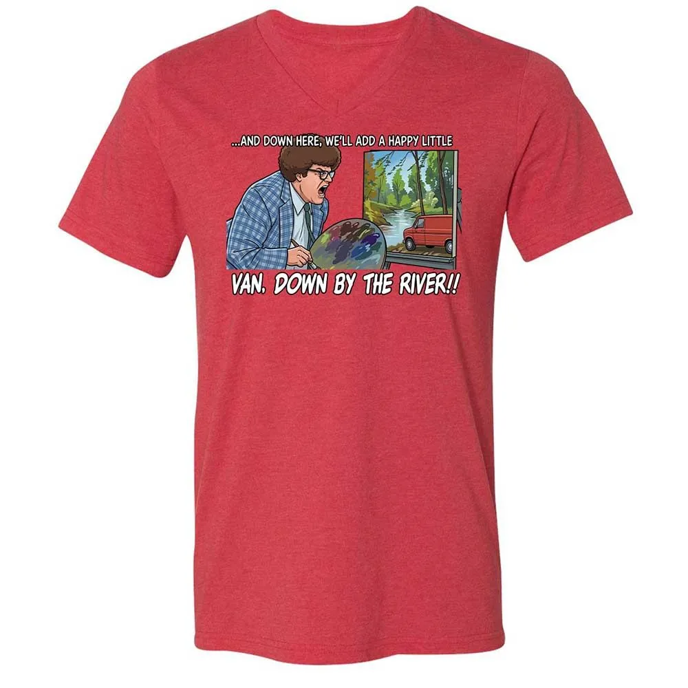 Unisex V-Neck T-Shirt - H3XCQJWC - Heather Red - 7