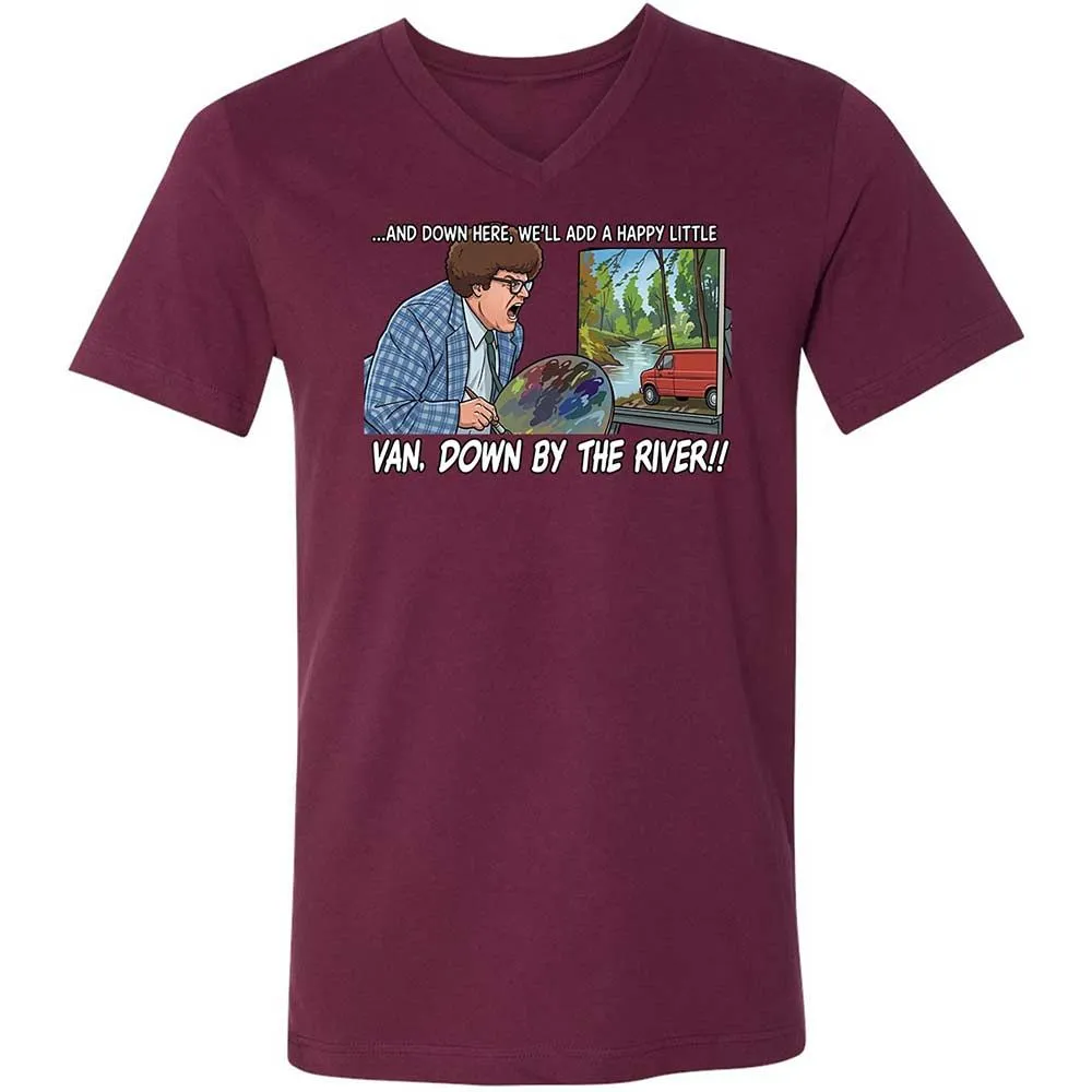 Unisex V-Neck T-Shirt - H3XCQJWC - Maroon - 8