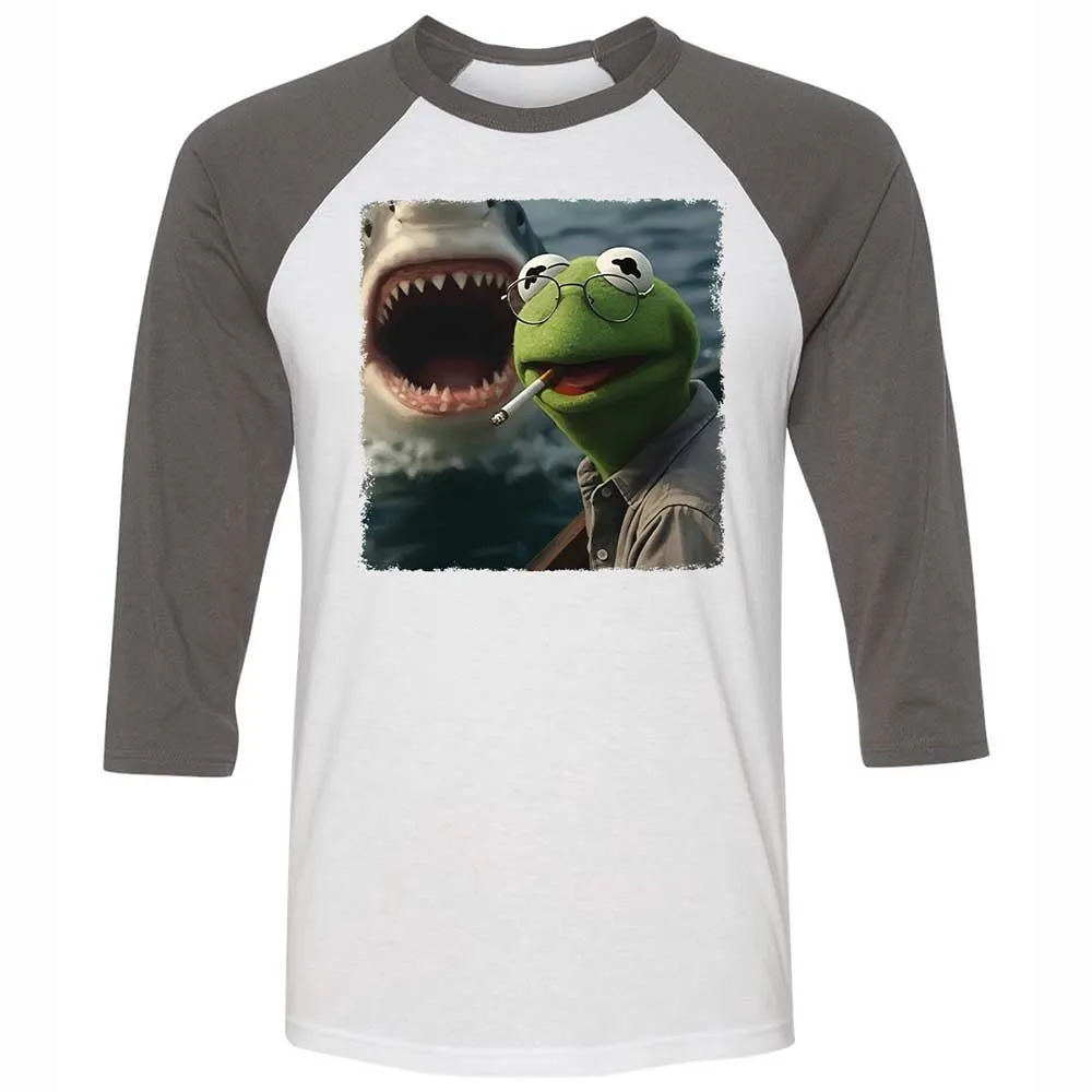 Unisex 3/4 Baseball Tee - 46L221WQ - White/Asphalt - 2