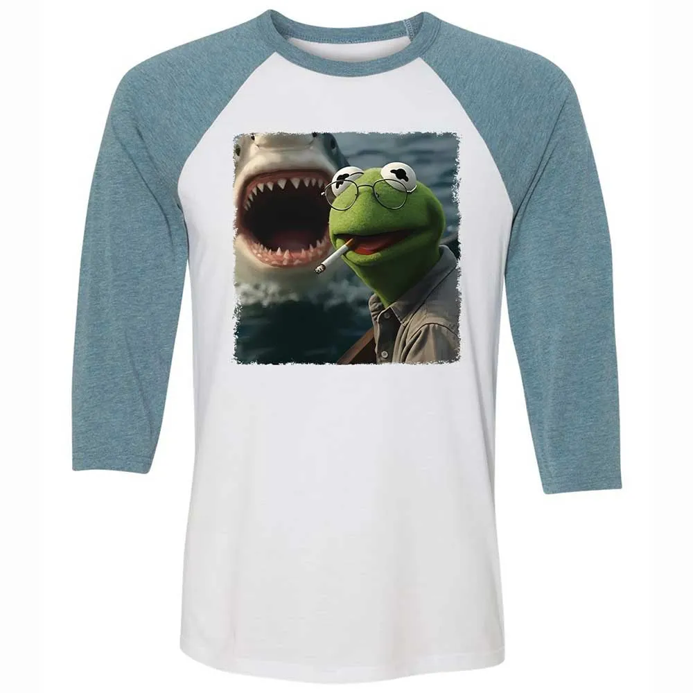 Unisex 3/4 Baseball Tee - 46L221WQ - White/Denim - 3