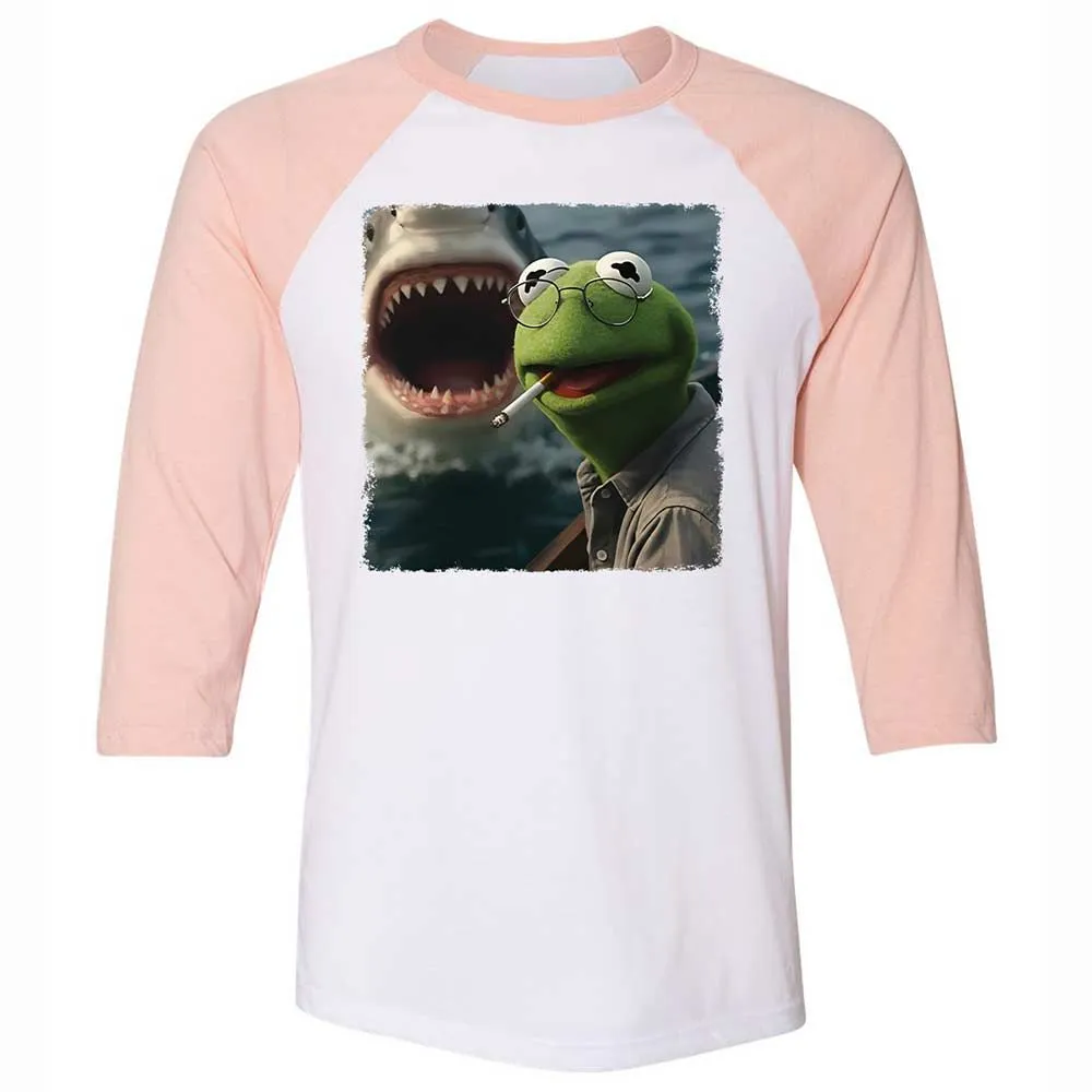 Unisex 3/4 Baseball Tee - 46L221WQ - White/Heather Peach - 5