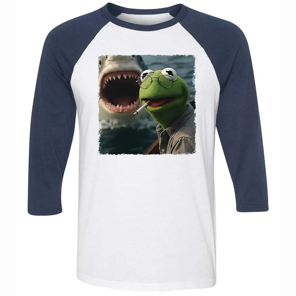 Unisex 3/4 Baseball Tee - 46L221WQ - White/Navy - 8