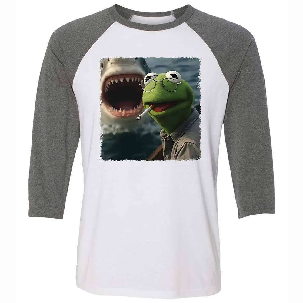 Unisex 3/4 Baseball Tee - 46L221WQ - White/Deep Heather - 11