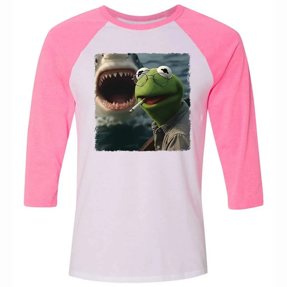 Unisex 3/4 Baseball Tee - 46L221WQ - White/Neon Pink - 12