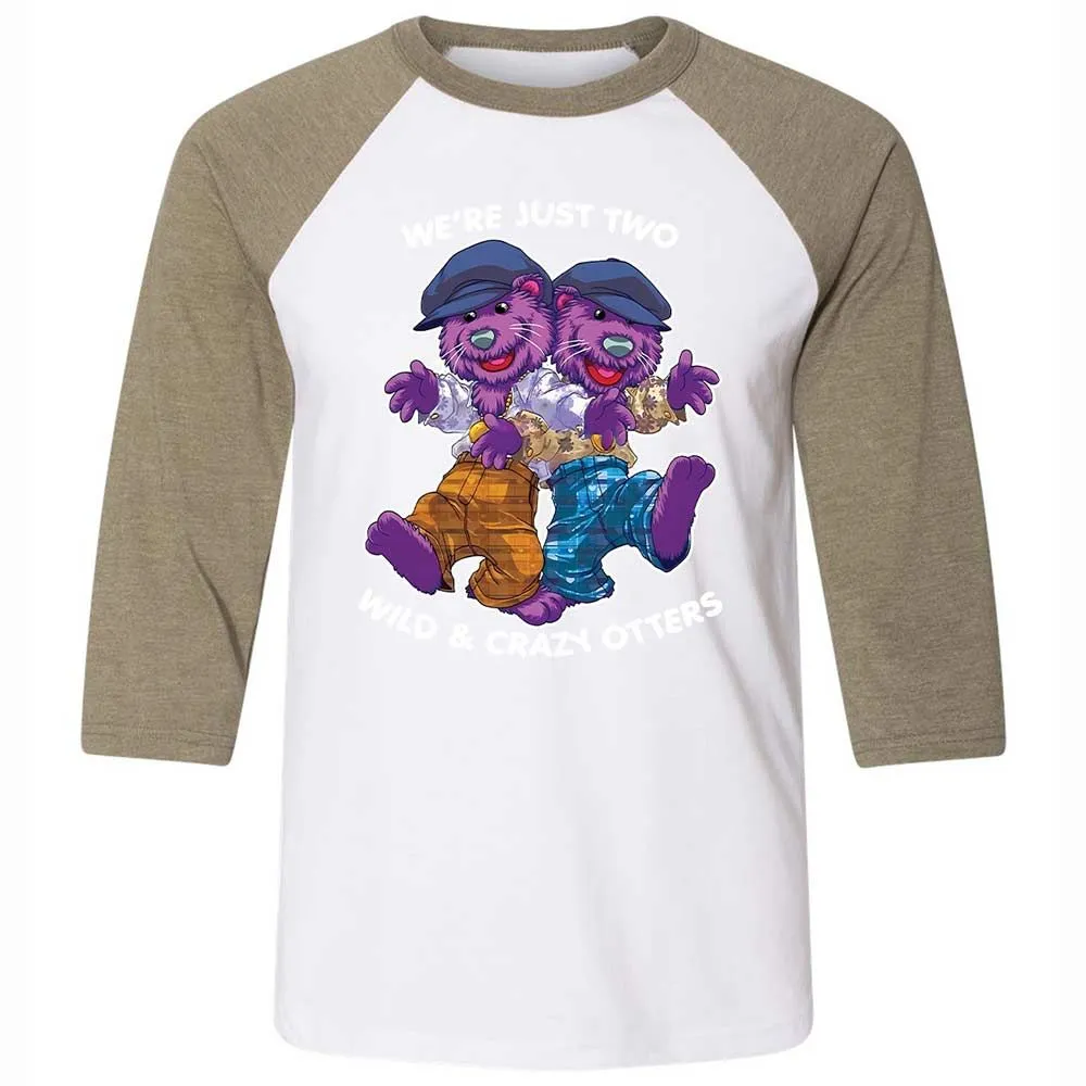 Two wild & crazy otters - White/Heather Olive - 4