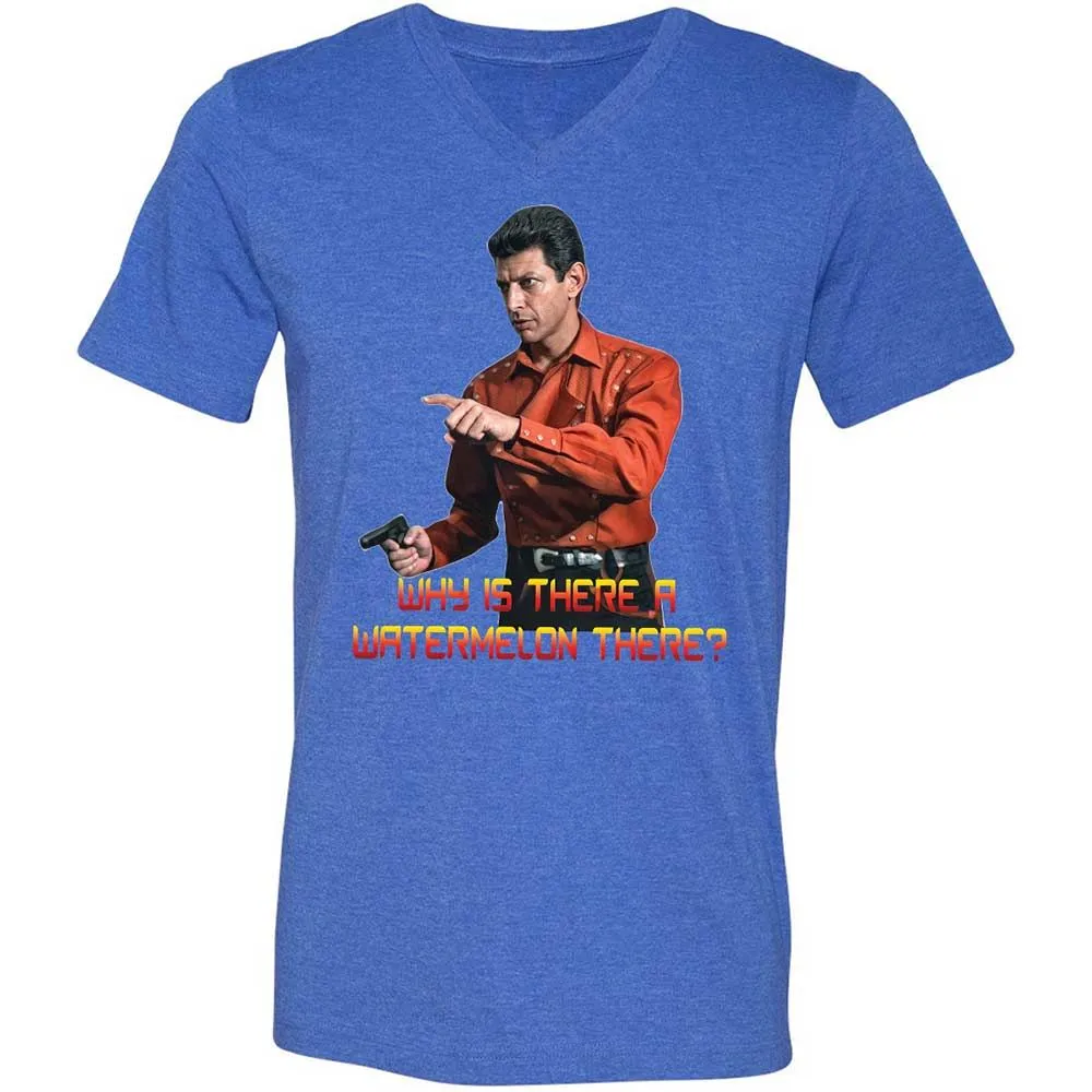 Unisex V-Neck T-Shirt - QM82D4DY - Heather True Royal - 5