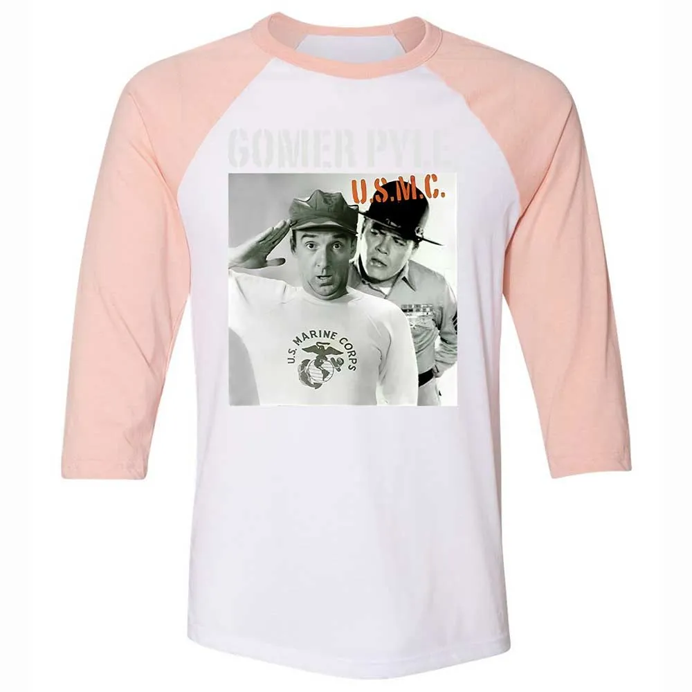 Unisex 3/4 Baseball Tee - 9HCSVQ4T - White/Heather Peach - 5