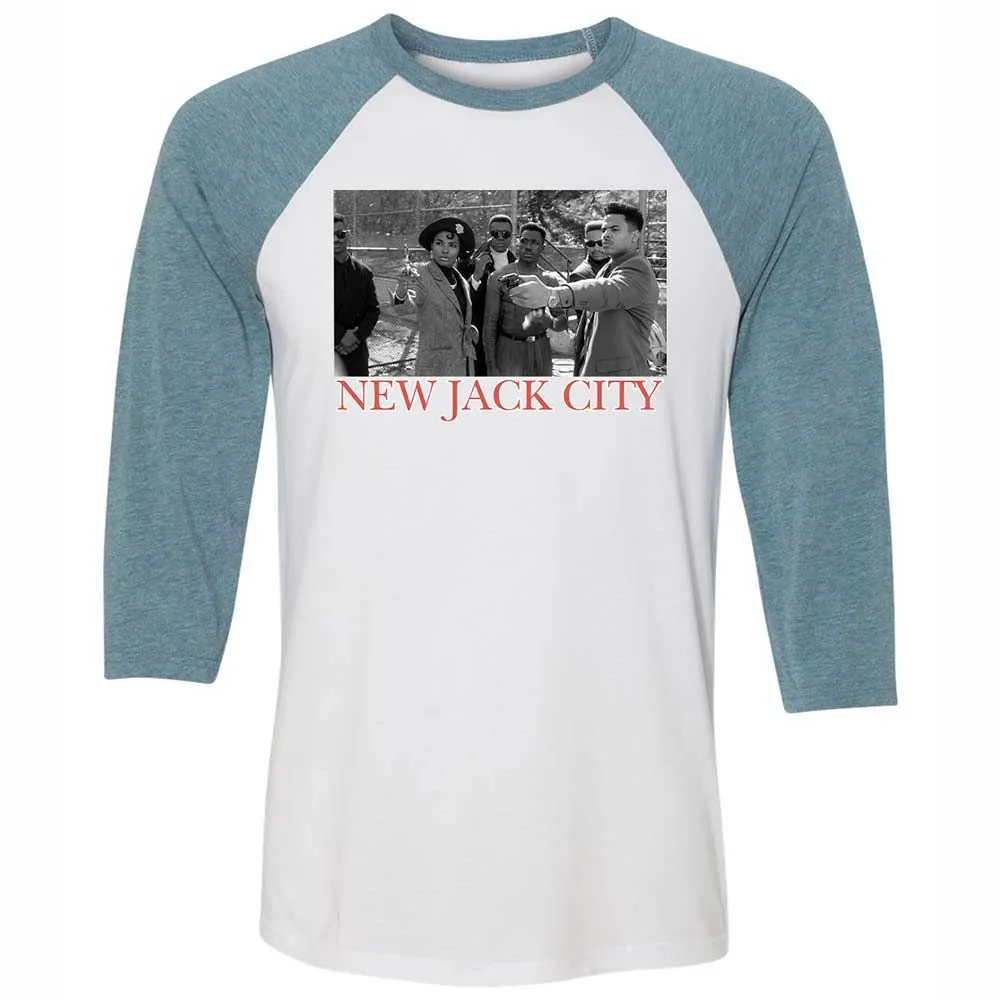 Unisex 3/4 Baseball Tee - KKRDCX2W - White/Denim - 3