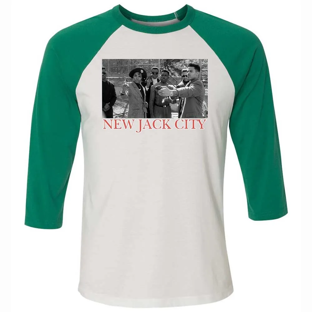 Unisex 3/4 Baseball Tee - KKRDCX2W - White/Kelly - 6