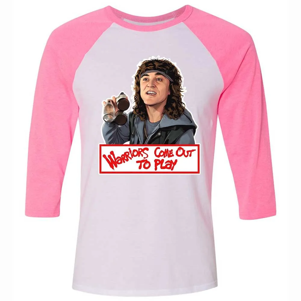 Unisex 3/4 Baseball Tee - QEYJ4AC1 - White/Neon Pink - 12