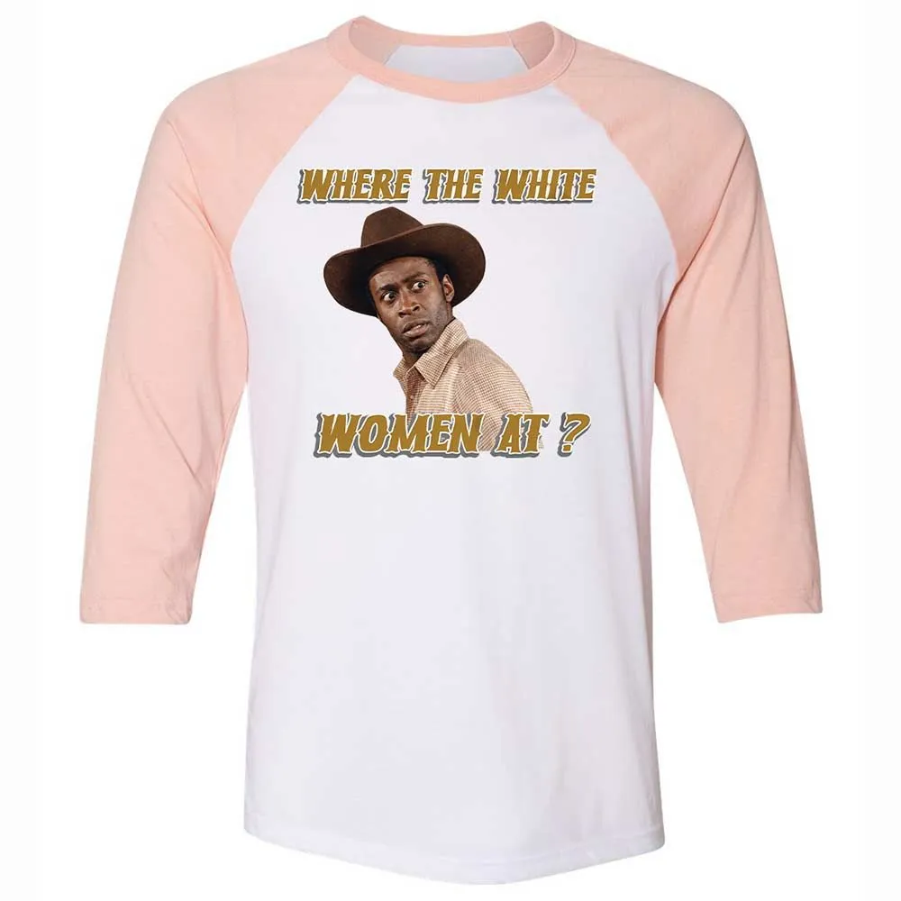 Unisex 3/4 Baseball Tee - MBFVDMEQ - White/Heather Peach - 5