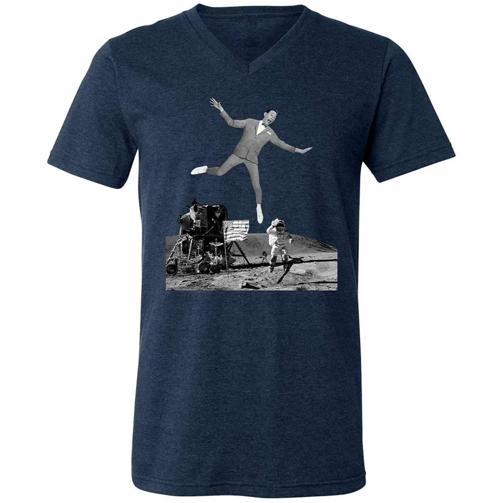 Unisex V-Neck T-Shirt - B3YWWST6 - Heather Navy - 3