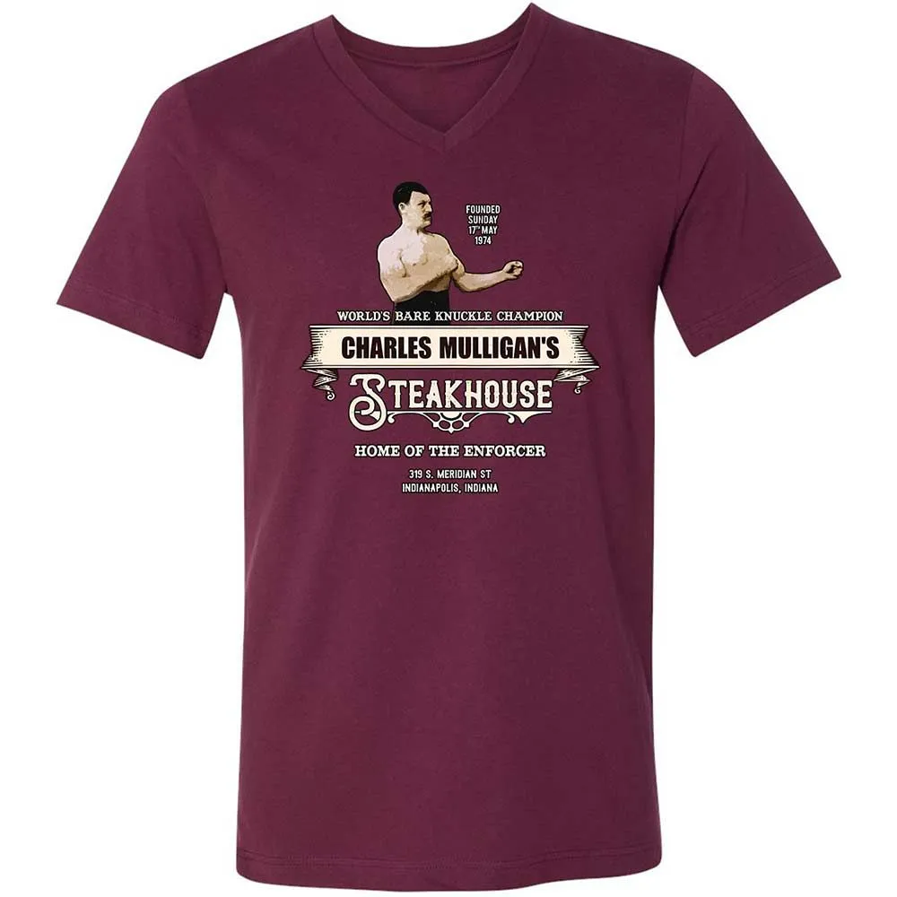 Unisex V-Neck T-Shirt - ESYKZRM8 - Maroon - 8