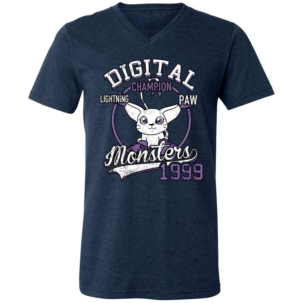 Unisex V-Neck T-Shirt - PQGXRYLZ - Heather Navy - 3