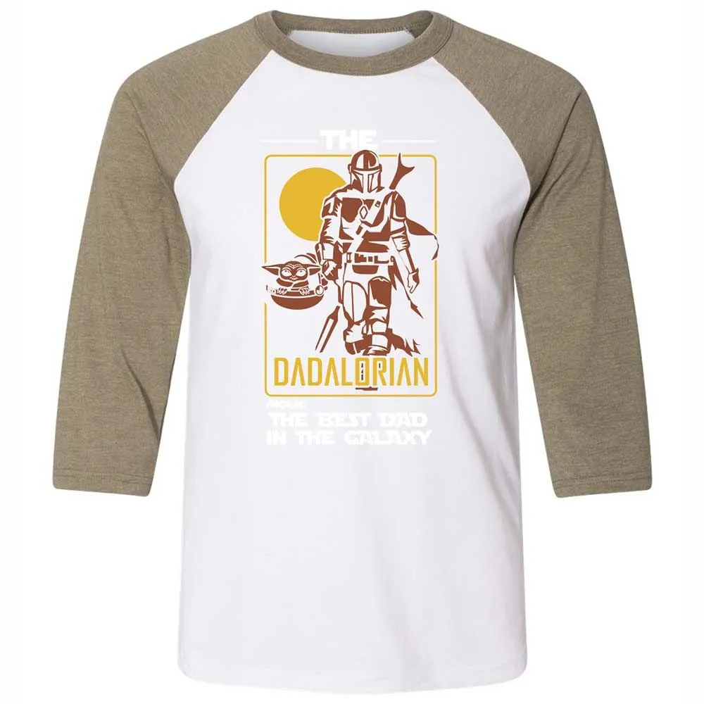 The Dadalorian The Best Dad In The Galaxy - White/Heather Olive - 4
