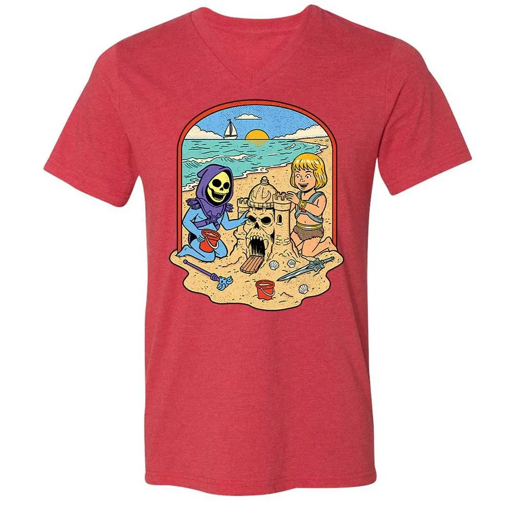 Unisex V-Neck T-Shirt - 4QX3H2ES - Heather Red - 7