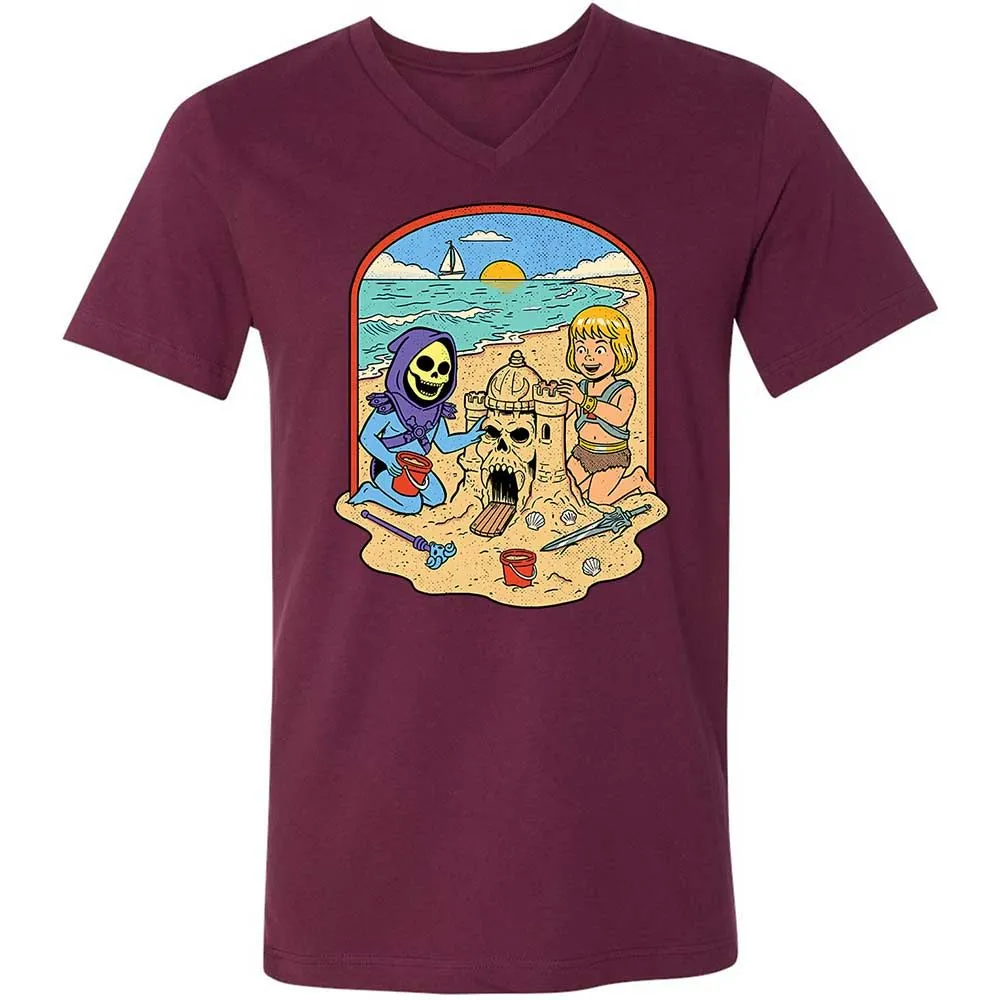 Unisex V-Neck T-Shirt - 4QX3H2ES - Maroon - 8