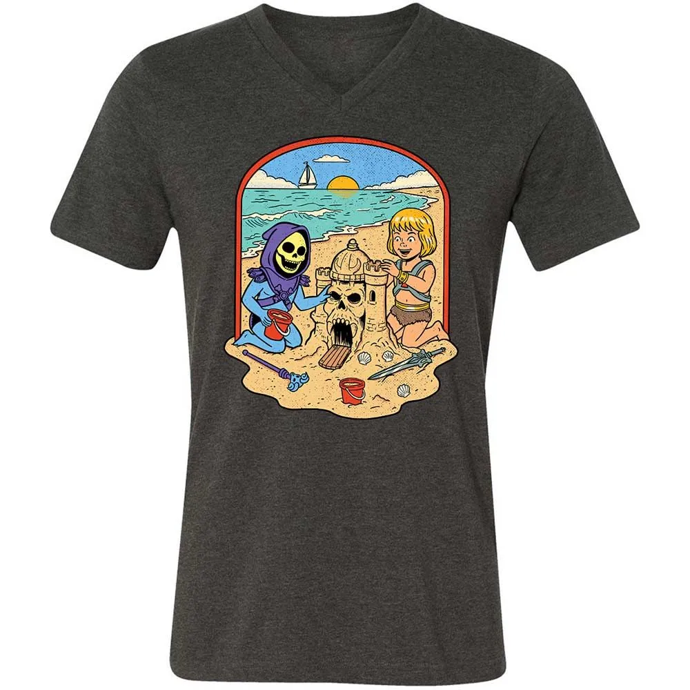 Unisex V-Neck T-Shirt - 4QX3H2ES - Dark Grey Heather - 9