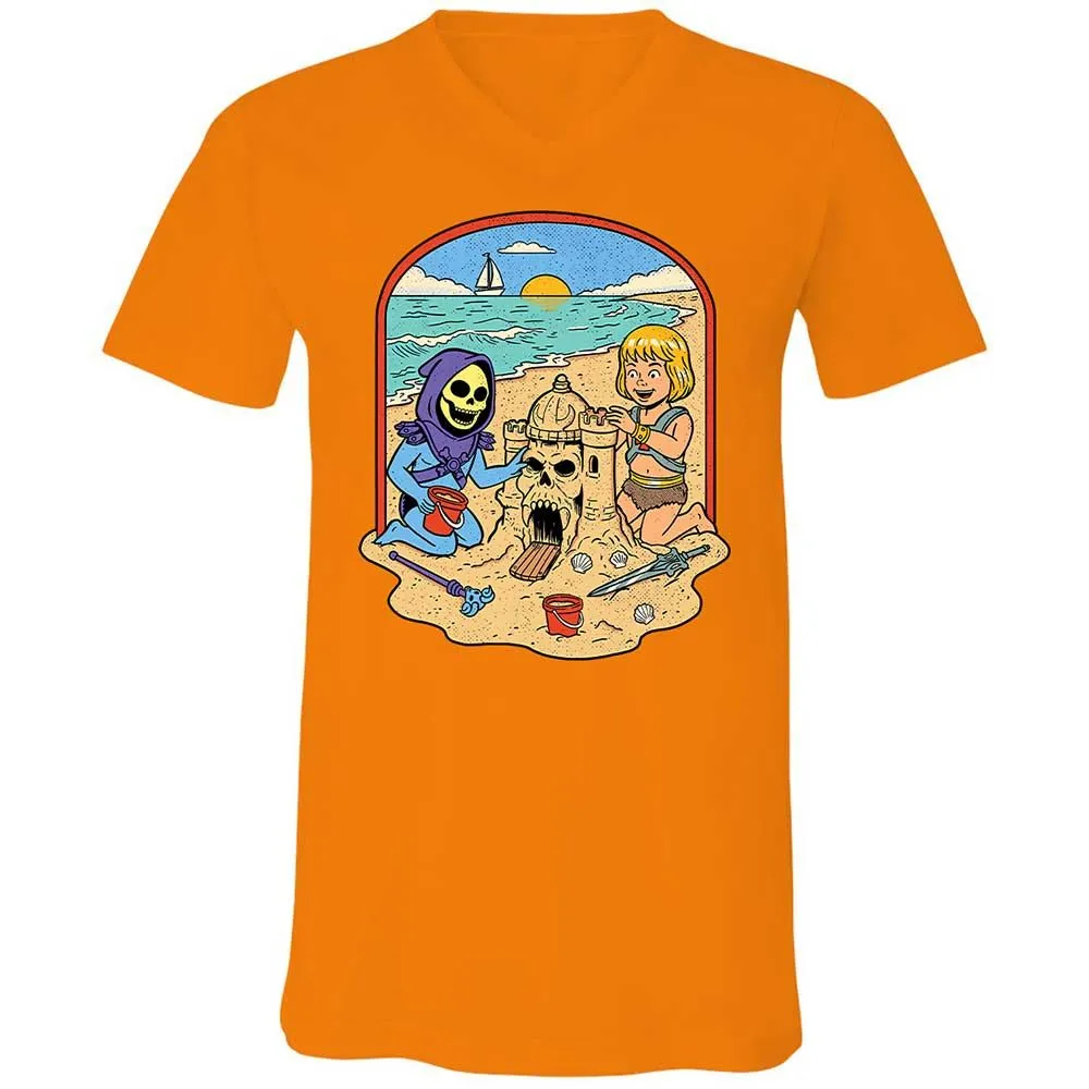 Unisex V-Neck T-Shirt - 4QX3H2ES - Orange - 12