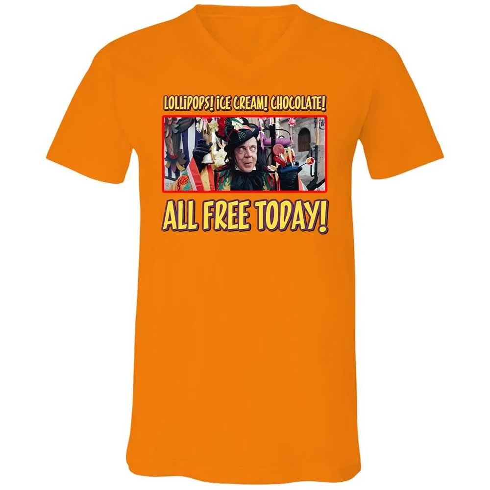 Unisex V-Neck T-Shirt - C9KGVAYU - Orange - 12