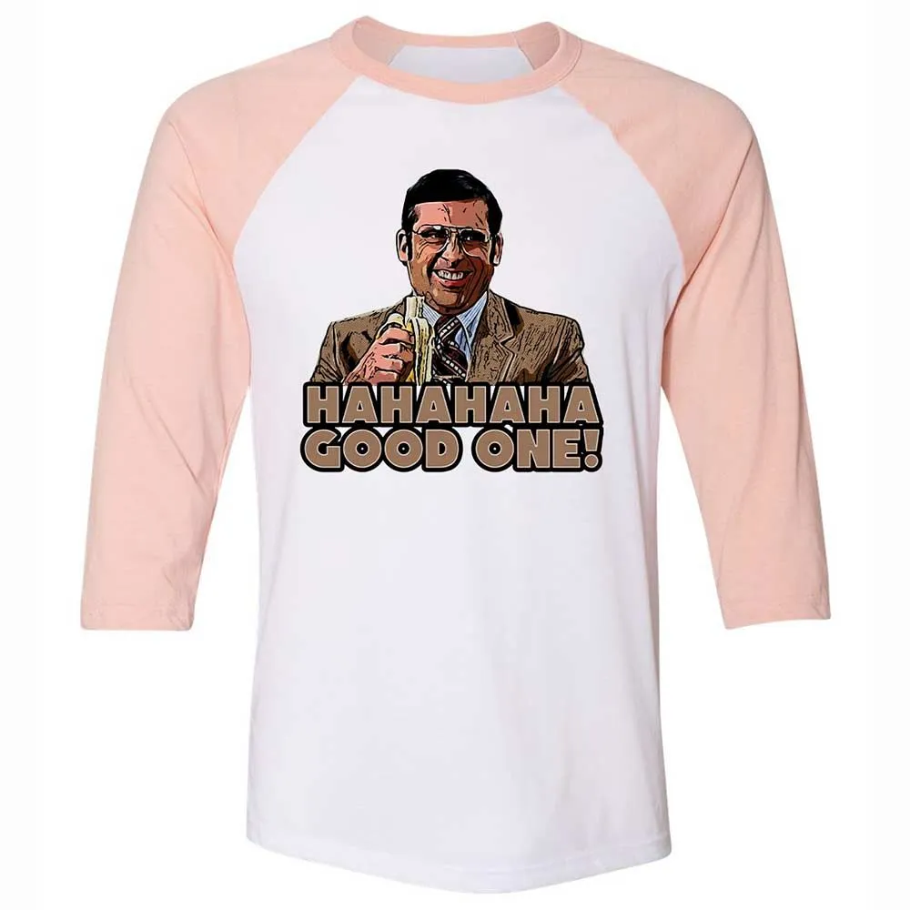 Unisex 3/4 Baseball Tee - H6CECXHN - White/Heather Peach - 5