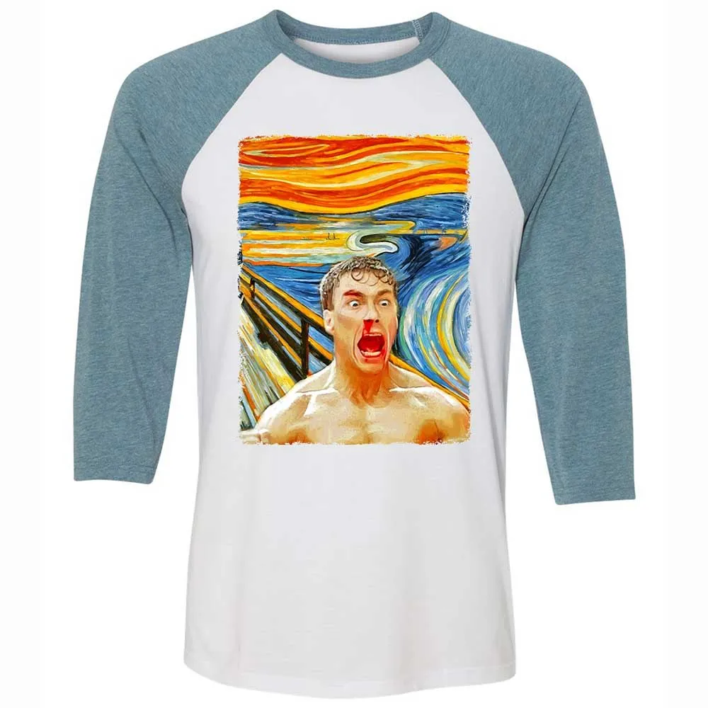 Unisex 3/4 Baseball Tee - V3KF7QZJ - White/Denim - 3