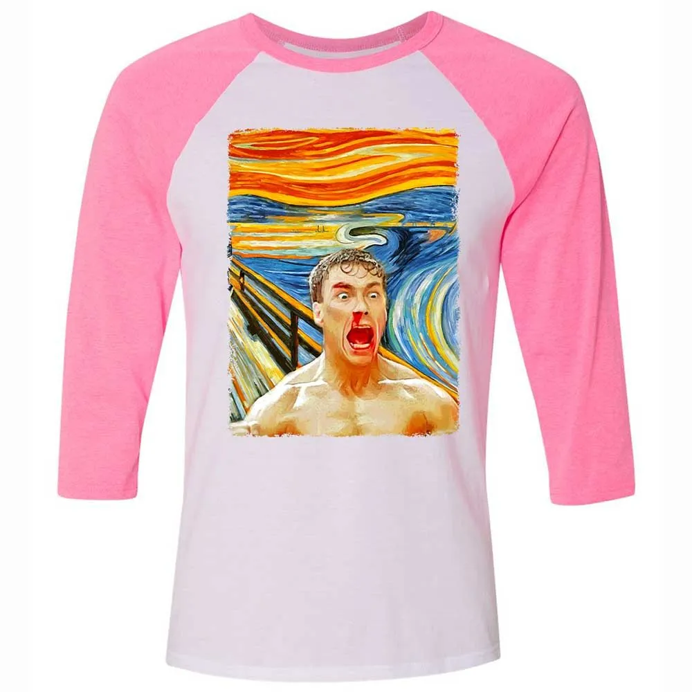 Unisex 3/4 Baseball Tee - V3KF7QZJ - White/Neon Pink - 12