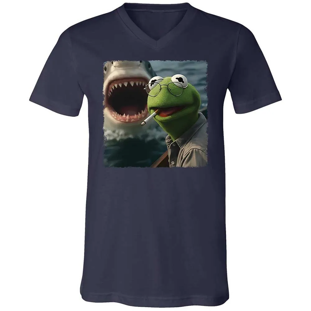 Unisex V-Neck T-Shirt - 6RWASGMF - Navy - 2