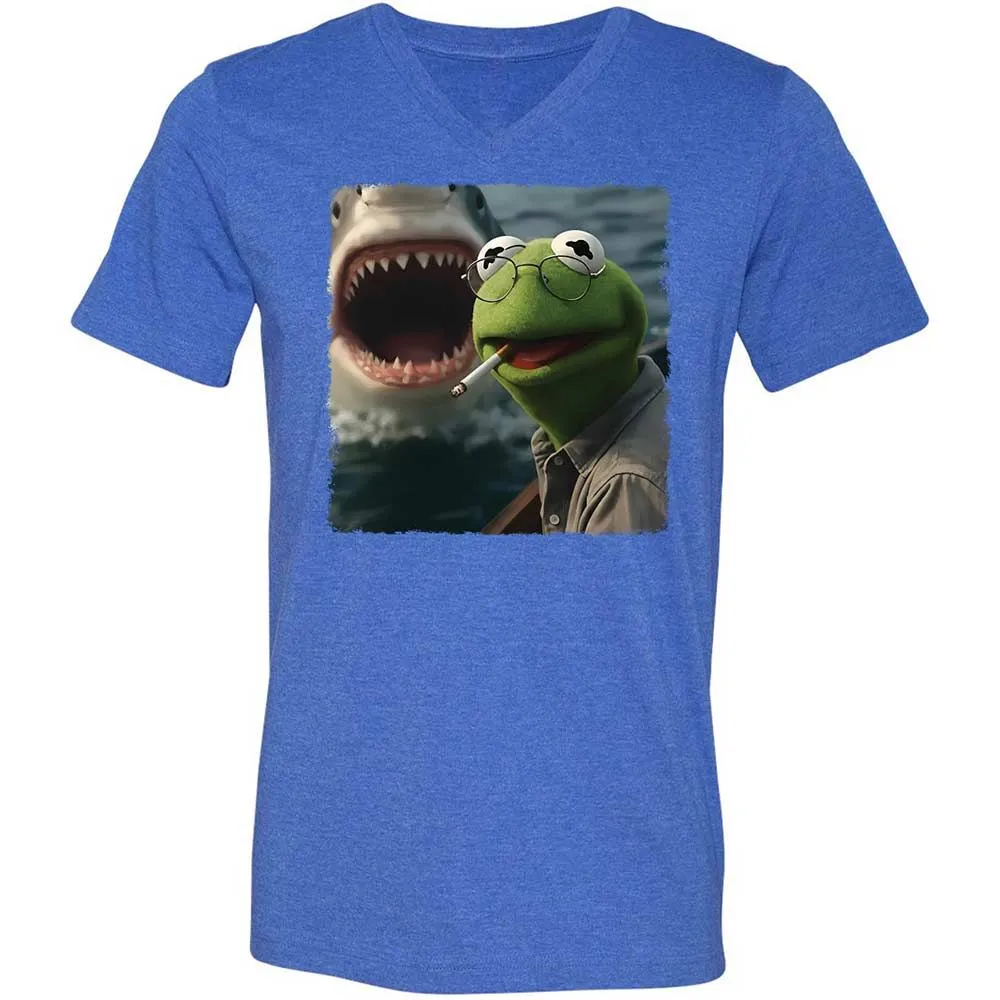 Unisex V-Neck T-Shirt - 6RWASGMF - Heather True Royal - 5
