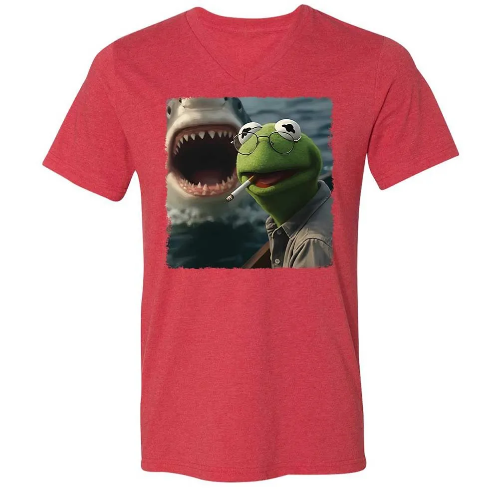 Unisex V-Neck T-Shirt - 6RWASGMF - Heather Red - 7