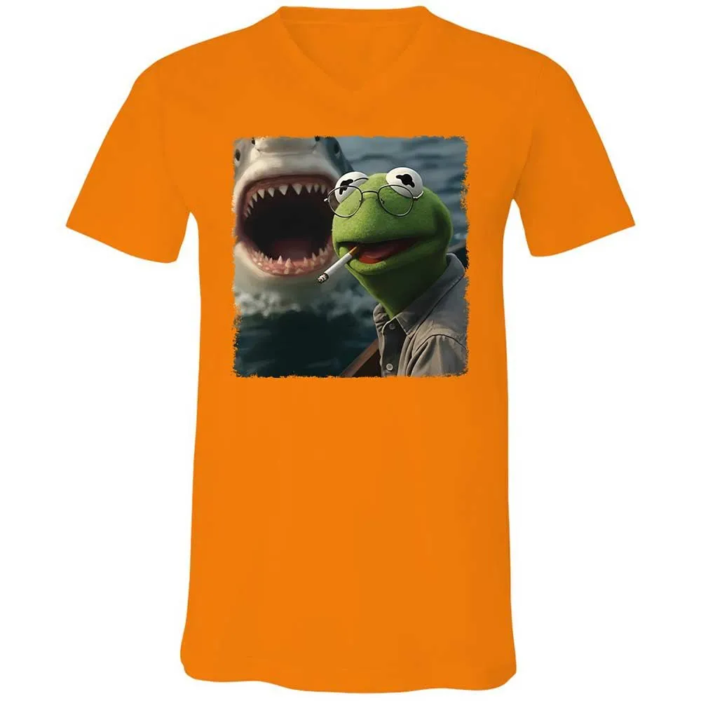 Unisex V-Neck T-Shirt - 6RWASGMF - Orange - 12