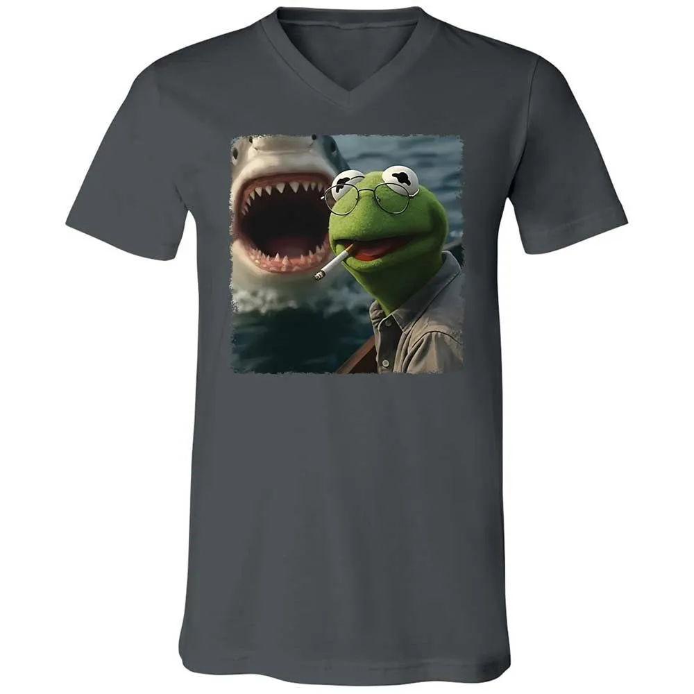 Unisex V-Neck T-Shirt - 6RWASGMF - Asphalt - 13