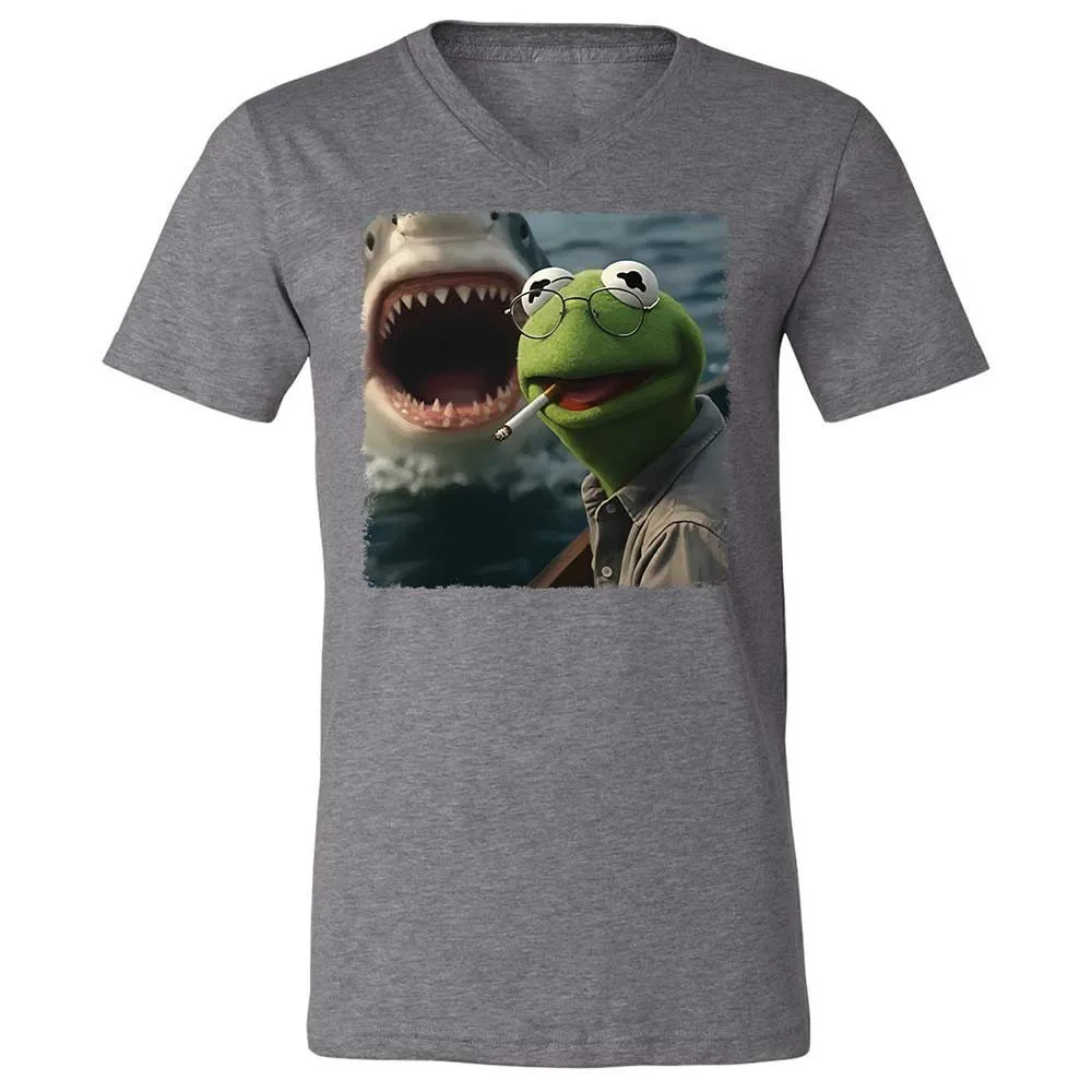 Unisex V-Neck T-Shirt - 6RWASGMF - Deep Heather - 14